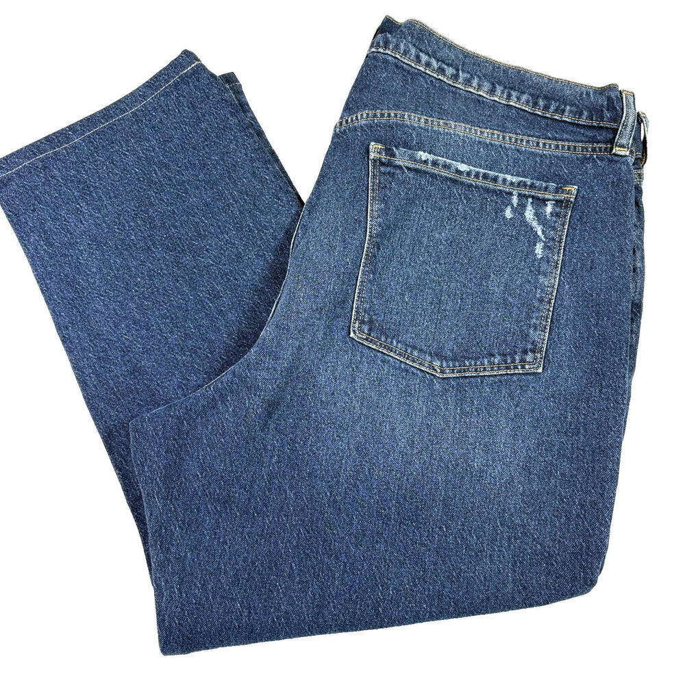 Old Navy Womens 18 High Rise Slouchy Straight Jeans Distressed Grunge Denim